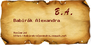 Babirák Alexandra névjegykártya